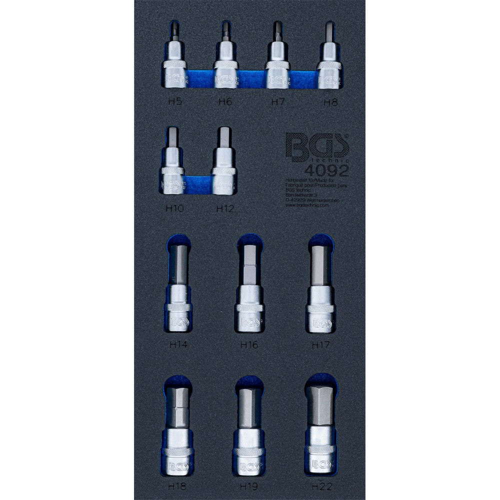 BGS   4092   Bandeja para carro 1/3: Juego de puntas de vaso   hexágono interior   12,5 mm (1/2")   12 piezas