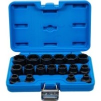 BGS   9286   Juego de llaves de vaso de impacto hexagonal, extra planas   entrada 12,5 mm (1/2")   8 - 24 mm   17 piezas