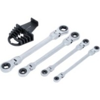BGS   71028   Juego de llaves combinadas dobles con carraca   angulable   con cabezas de anillo de perfil E   E6 - E24   4 pieza