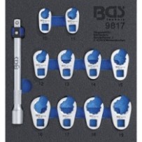 BGS   9817   Bandeja para carro 1/6: Juego de llaves de boca hexagonal abierta (crowfoot)   10 mm (3/8")   10 - 19 mm   11 pieza