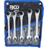 BGS   30836   Juego de llaves combinadas con carraca   abierta   5 piezas