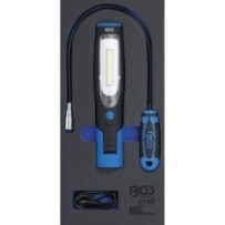 BGS   4146   Bandeja para carro 1/3: Lámpara de mano y recogedor magnético con luz   3 piezas