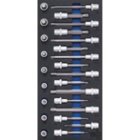 BGS   4117   Bandeja para carro 1/3: Juego de puntas de vaso   entrada 12,5 mm (1/2")   perfil en cuña (para RIBE)   25 piezas