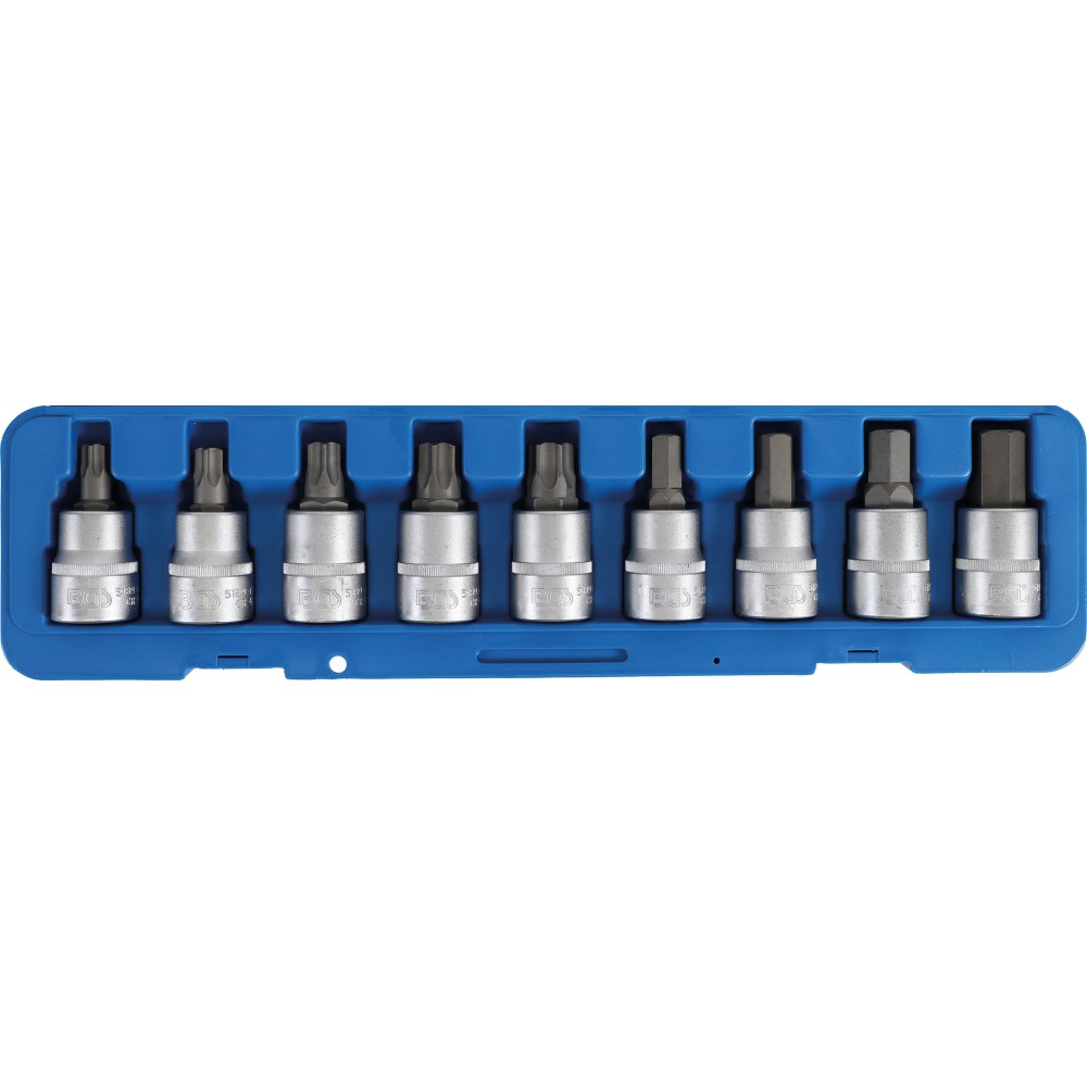 BGS   5189   Juego de puntas de vaso   entrada 20 mm (3/4")   hexágono interior, perfil en T (para Torx)   9 piezas