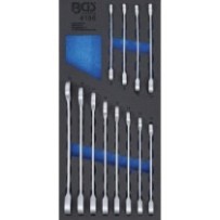 BGS   4196   Bandeja para carro 1/3: Juego de llaves combinadas con carraca   8 - 19 mm   12 piezas