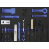 BGS   4034   Bandeja para carro 3/3: Juego de herramientas de extracción, cuña de montaje, y ganchos   17 piezas