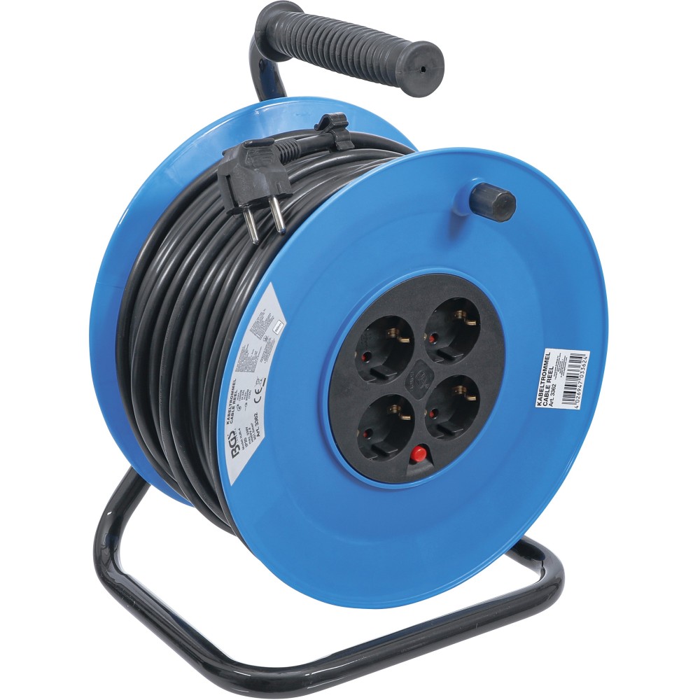 BGS   3362   Enrollador de cable   50 m   3 x 1,5 mm²   4 tomas   IP 20   3000 W