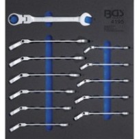 BGS   4195   Bandeja para carro 2/3: Llaves combinadas con carraca   ajustable   8 - 19 mm   12 piezas