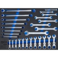 BGS   4008   Bandeja para carro 3/3: Llaves fijas dobles, llaves de estrella dobles, llaves combinadas con carraca   angulable  