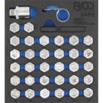 BGS   9469   Bandeja para carro 1/6: Juego para tuercas de ruedas de Mercedes-Benz   35 piezas