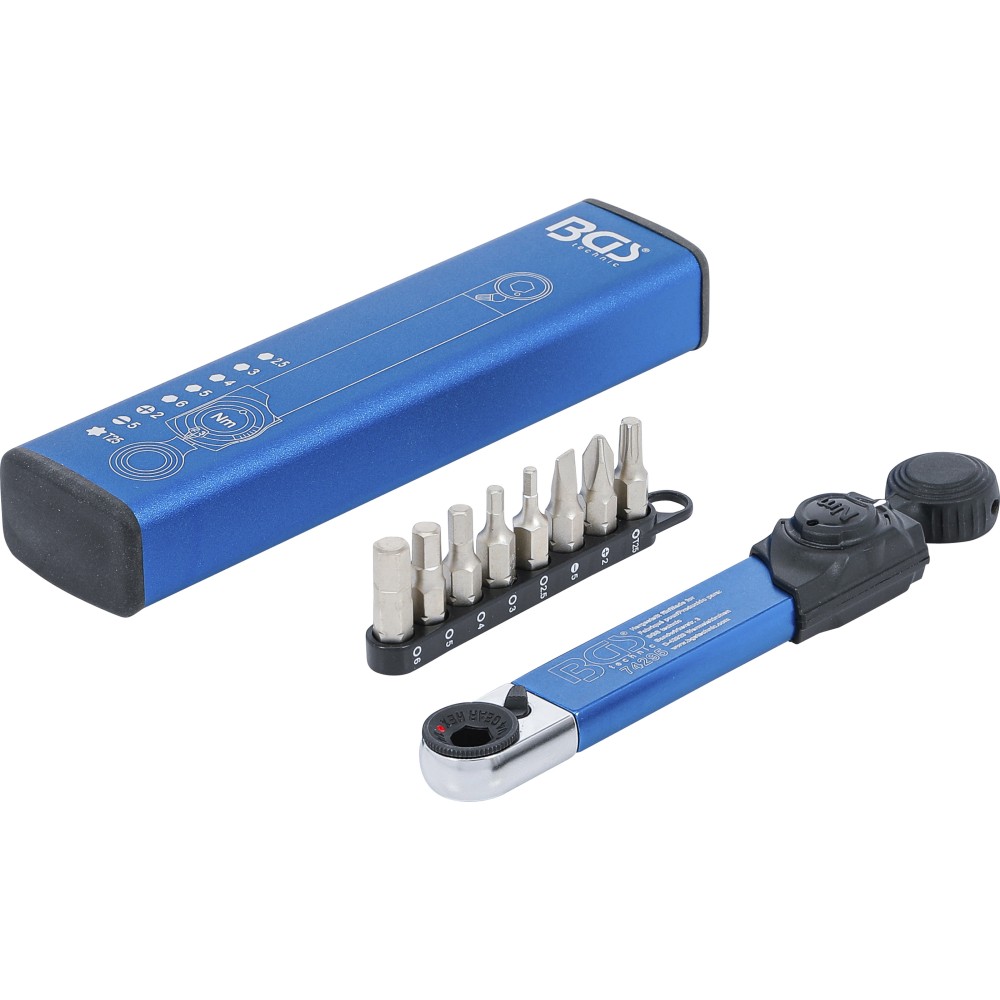 BGS   74295   Llave dinamométrica   hexágono interior 6,3 mm (1/4")   2 - 10 Nm   con juego de puntas   9 piezas