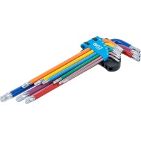BGS  74465  Juego de llaves allen  multicolor  extra larga  perfil en T (para Torx) con perforación y cabeza de bola T10 - T50