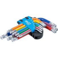 BGS  74463  Juego de llaves allen  multicolor  corto  perfil en T (para Torx) con perforación y cabeza de bola T10 - T50  9 piez