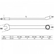 BGS | 1229-22 | Llave combinada | extra larga | 22 mm