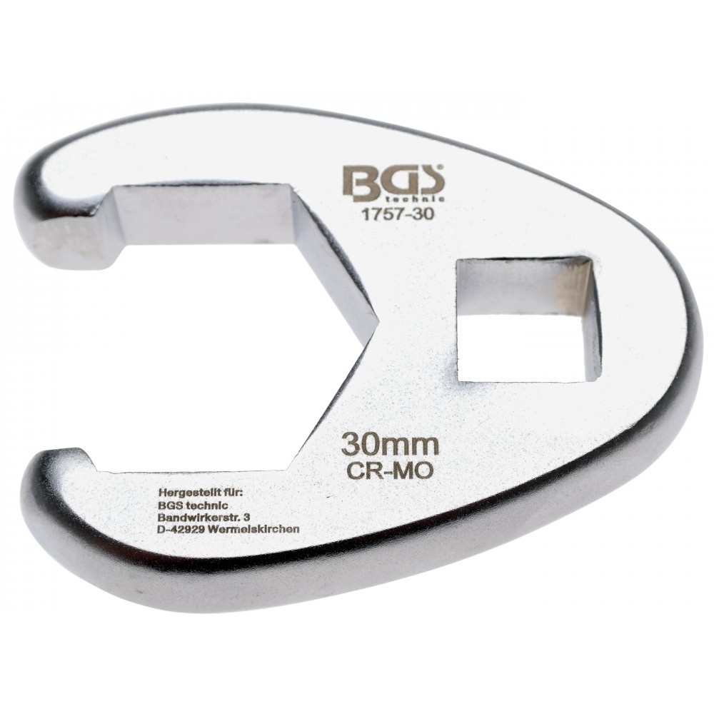 BGS | 1757-30 | Llave boca hexagonal abierta (crowfoot) | entrada 12,5 mm (1/2") | 30 mm