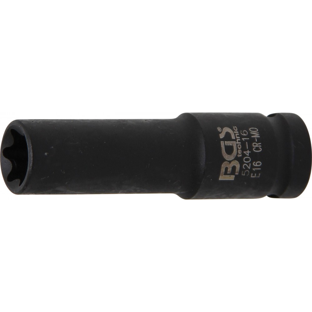 BGS | 5204-16 | Llave de vaso de impacto E-Torx, larga | entrada 12,5 mm (1/2") | E16