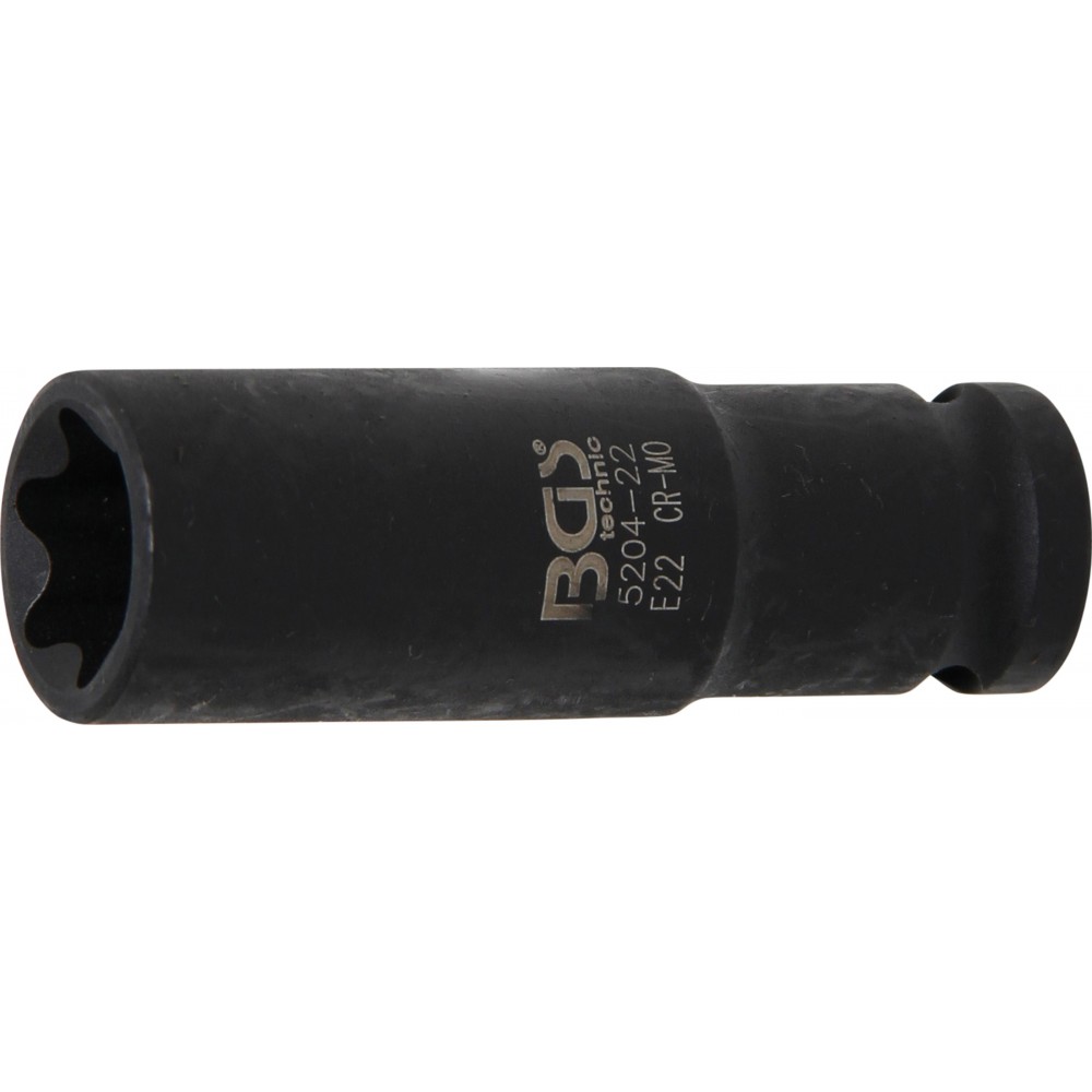 BGS | 5204-22 | Llave de vaso de impacto E-Torx, larga | entrada 12,5 mm (1/2") | E22