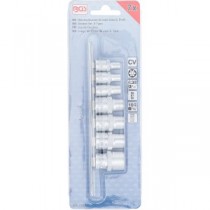 BGS | 2027 | Juego de llaves de vaso E-Torx | entrada 6,3 mm (1/4") / 10 mm (3/8") | E6 - E16 | 7 piezas