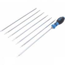 BGS | 2326 | Juego de destornilladores con puntas intercambiables | perfil en T (para Torx) / T-Star (para Torx Plus) con perforación | 8 piezas