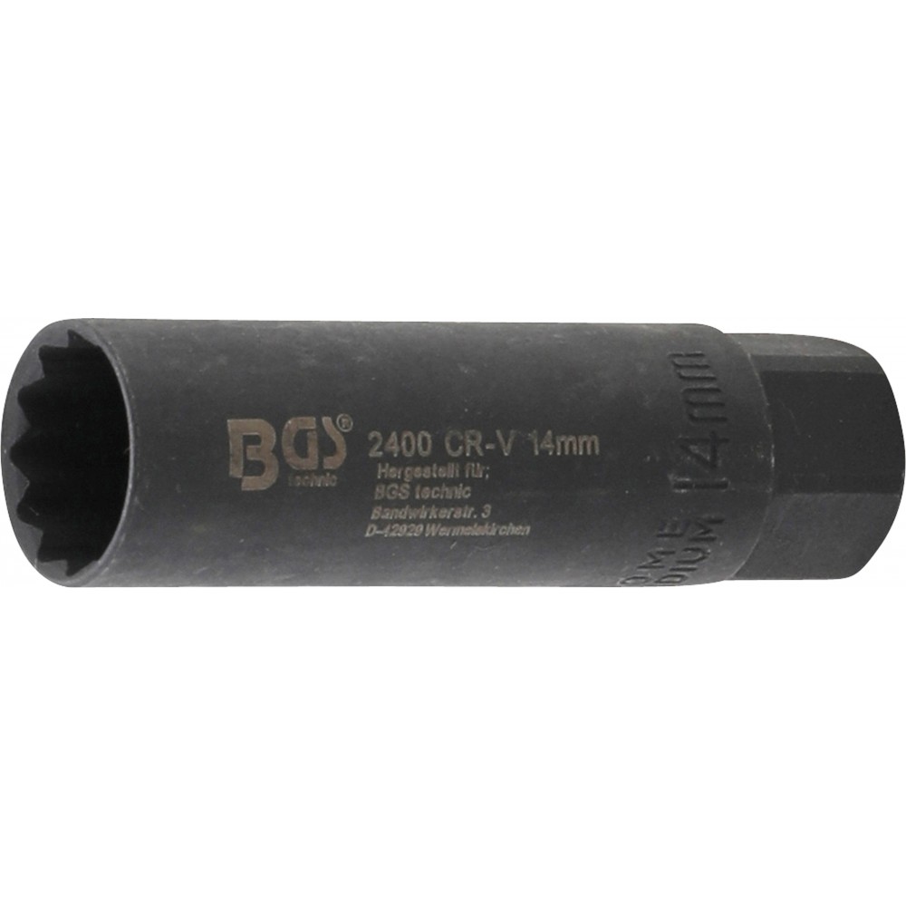 BGS | 2400 | Vaso para bujías hexagonal | cuadrado interno | 10 mm (3/8") | 14 mm