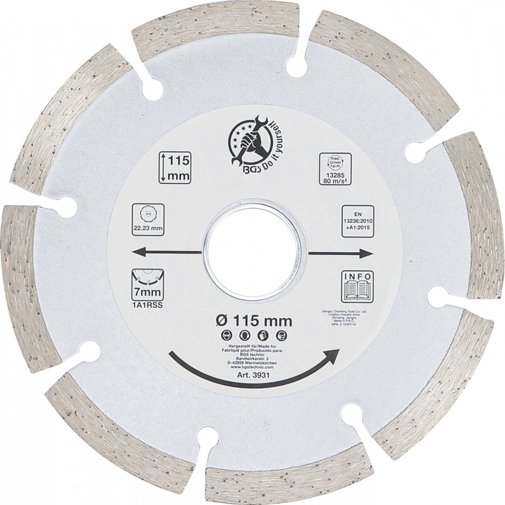 BGS Diy | 3931 | Disco de corte segmentado | Ø 115 mm