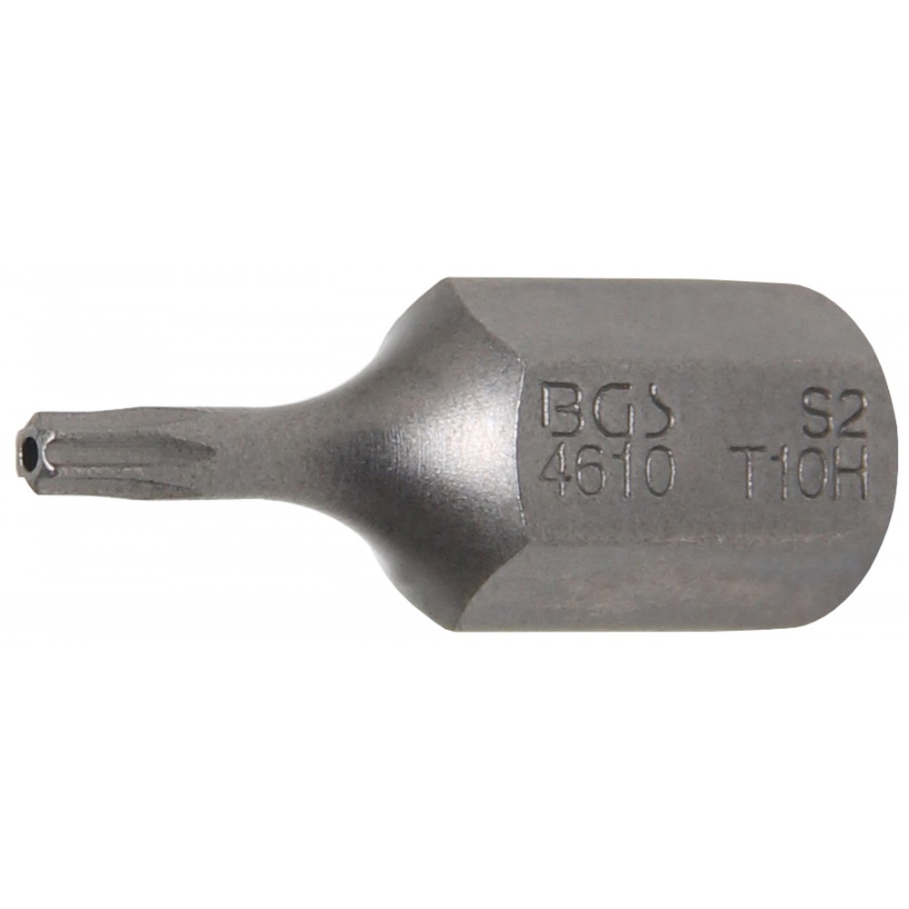 BGS | 4610 | Punta | longitud 30 mm | entrada 10 mm (3/8") | perfil en T (para Torx) con perforación T10