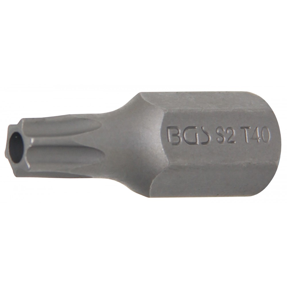 BGS | 4640 | Punta | longitud 30 mm | entrada 10 mm (3/8") | perfil en T (para Torx) con perforación T40