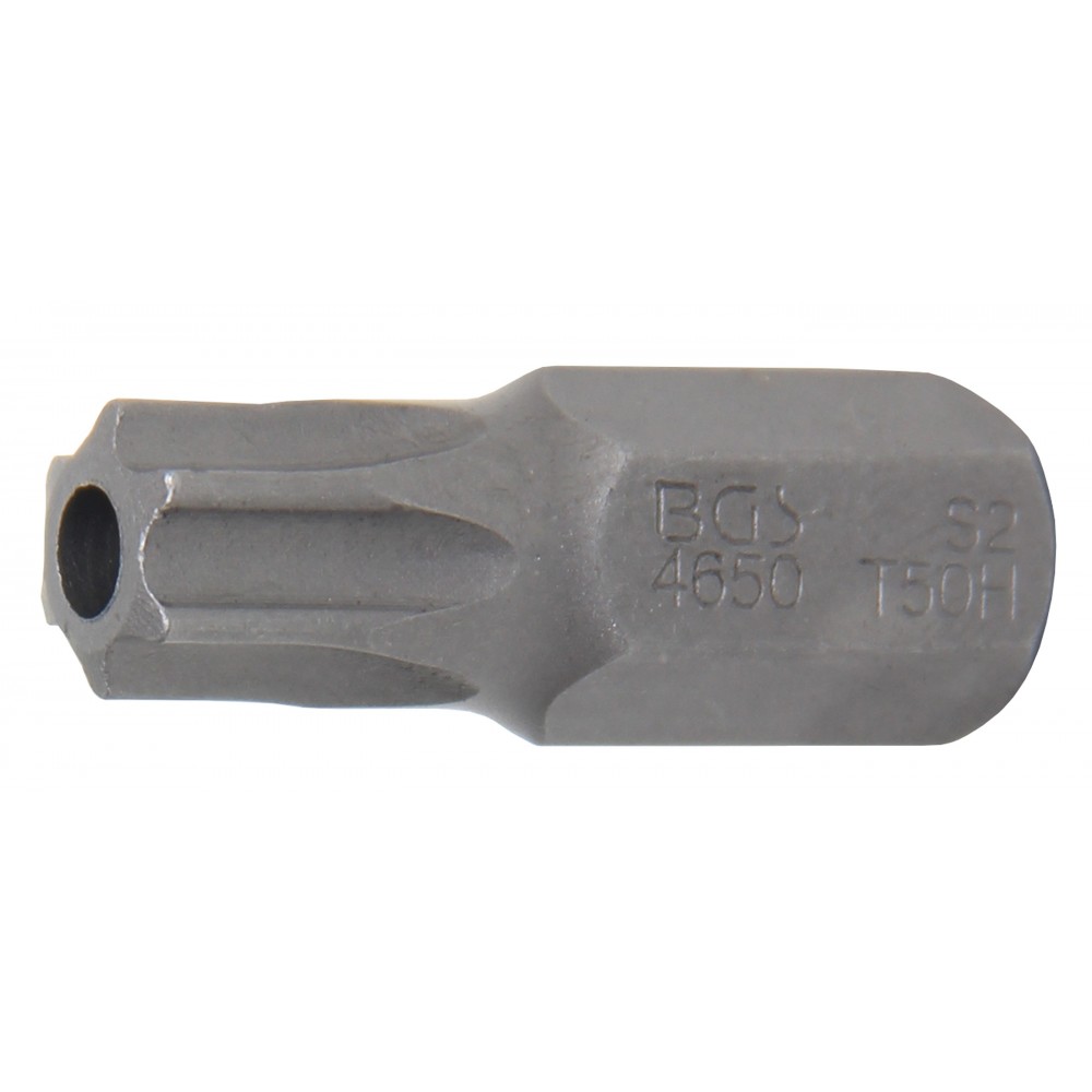 BGS | 4650 | Punta | longitud 30 mm | entrada 10 mm (3/8") | perfil en T (para Torx) con perforación T50