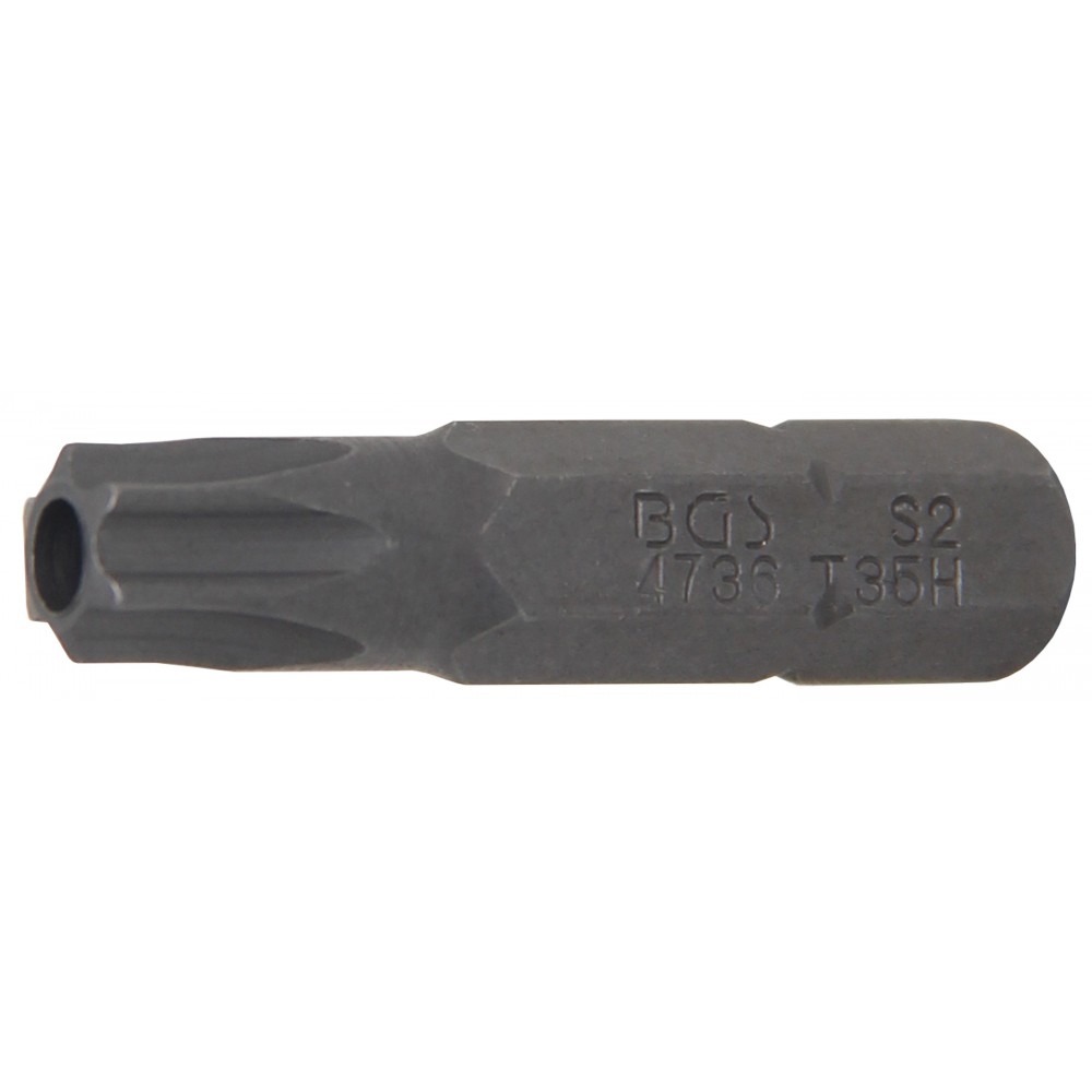 BGS | 4736 | Punta | longitud 25 mm | entrada 6,3 mm (1/4") | perfil en T (para Torx) con perforación T35