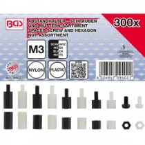 BGS | 9402 | Tornillos distanciadores y surtido de tuercas hexagonales | nylon | 300 piezas