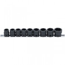 BGS | 9551 | Juego de llaves de vaso de impacto hexagonal, extra planas | entrada 12,5 mm (1/2") | 13 - 24 mm | 9 piezas