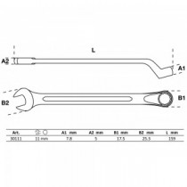 BGS | 30111 | Llave combinada, acodada | 11 mm