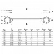 BGS | 30300 | Juego de llaves de estrella dobles | extra planas | 6 - 22 mm | 8 piezas