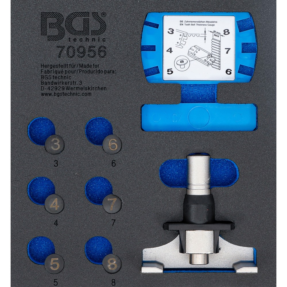 BGS | 70956 | Bandeja para carro 1/6: Juego de herramientas de medición y comprobación de la tensión de la correa de distribución