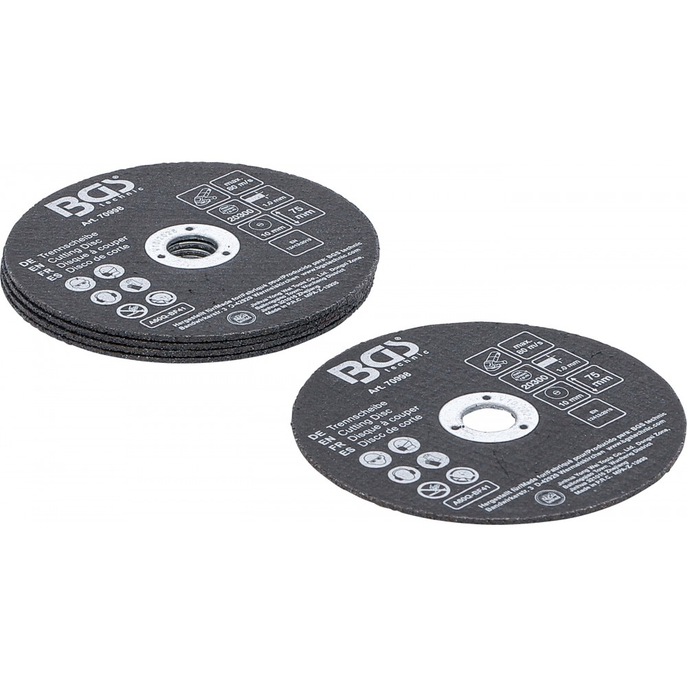 BGS | 70998 | Juego de discos de corte | para acero inoxidable | Ø 75 x 1,0 x 10 mm | 5 piezas