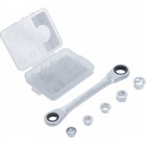 BGS Diy | 71016 | Llave combinada con carraca con juego de adaptadores | 8 - 19 mm | 6 piezas